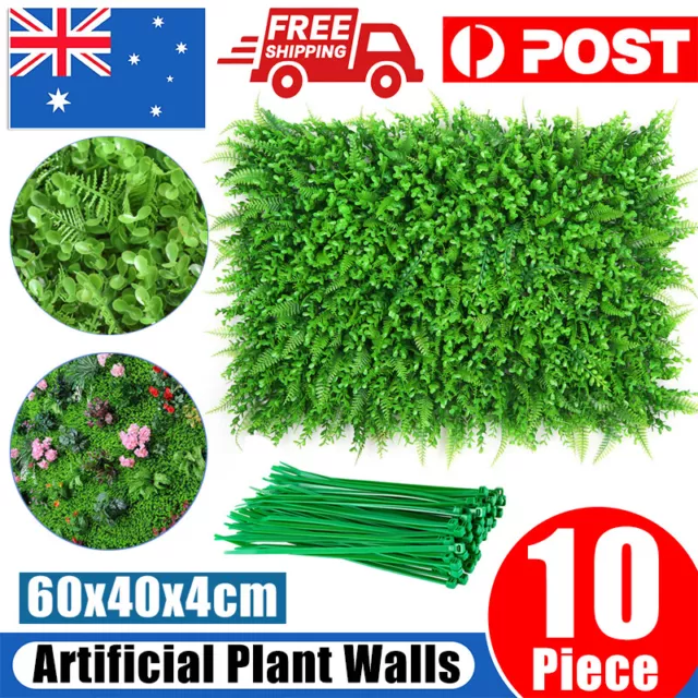 10pcs Artificial Plant Wall Panels Grass Hedge Vertical Garden Ivy Mat Foliage