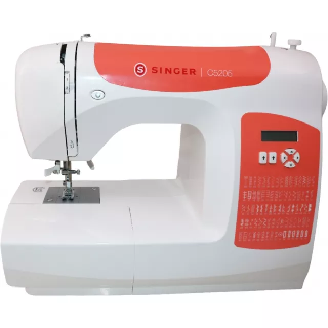 Singer C5205 Nähmaschine weiß/orange Knopflochautomatik Display 60 Sticharten