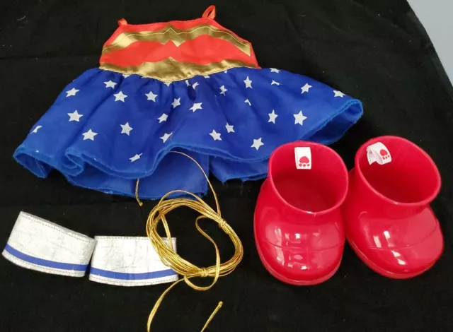 Build A Bear BAB Wonder Woman Outfit with Accessories - Lasso Cuffs Boots Dress