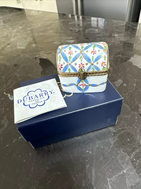 Vintage Limoges Dubarry Porcelain Trinket Box Chest Rectangle Blue Cream Lot 3