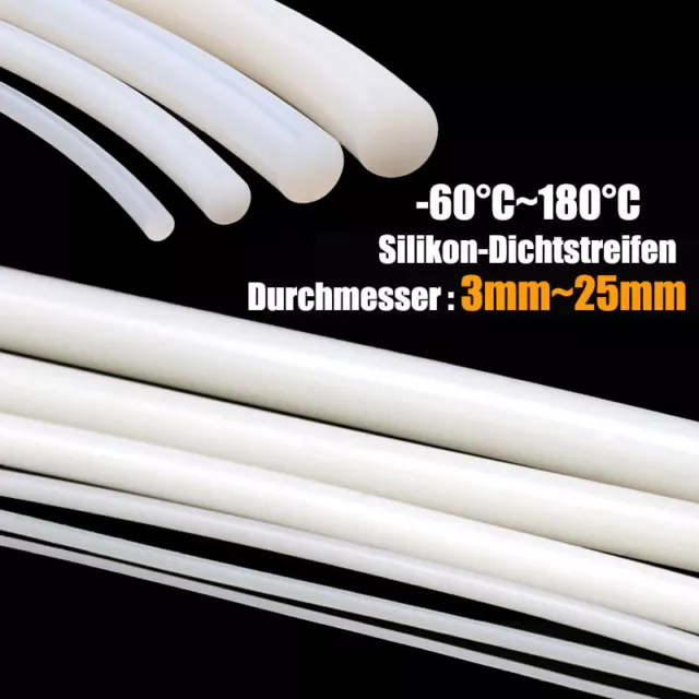 Ø3mm-25mm Solide Silikon-Gummi Dichtung Weich Rundstäbe Sealing Rund Stange