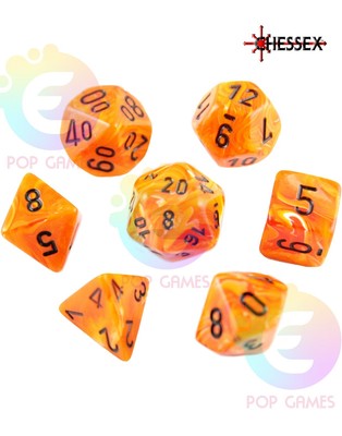 Chessex 7 Die Set Chessex Gostly Glow ORANGE yellow Dice 27523 ARANCIONE giallo Dadi 