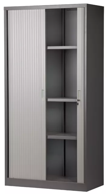 Tambour Door Unit Metal Cabinet Office Storage 1800H - Graphite