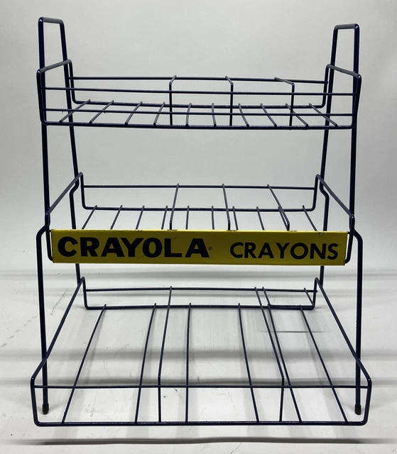 VINTAGE ANTIQUE NAVY CRAYOLA CRAYONS Metal Wire Rack Store Display