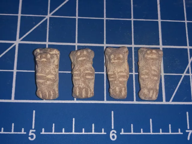 Four (4) South American Native Taino Stone Fetish Effigy Beads / Pendants