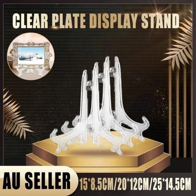 Clear Plate Display Stand Folding Picture Frame Holder Decorative Easel 3 Sizes
