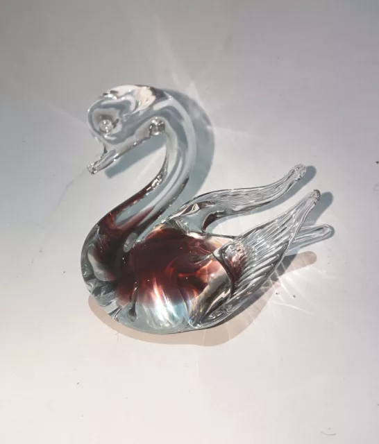 Lead Crystal Art Glass Bird Swan Figurine Granna Glas Hand Made In Sweden