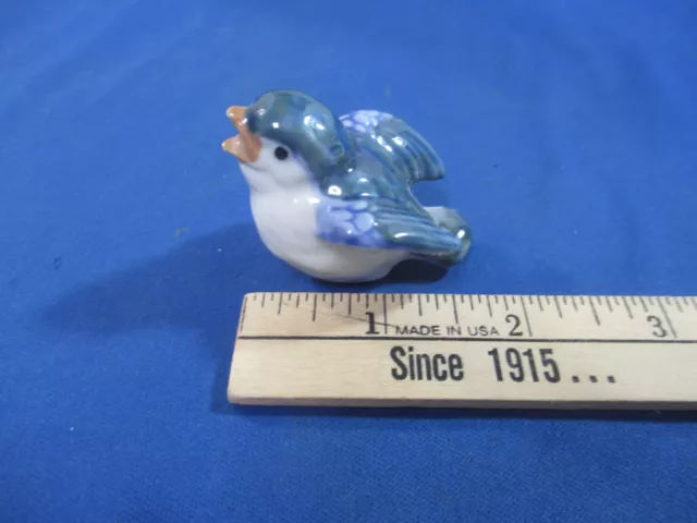 Vintage Otagiri Porcelain Bird Figurine Blue Grey White Japan With Sticker
