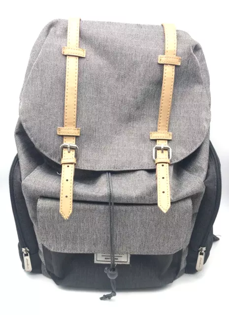 Eddie Bauer First Adventure Backpack Diaper Bag Canvas 7-comp Leather Straps LBT