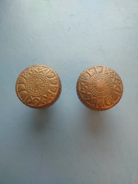 Vintage Ornate Antique Victorian Solid Brass Door Knobs.