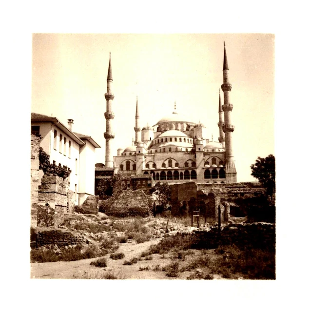 Vieille Photo D'Istanbul : La Fontaine Du Sultan Ahmed Ier (tirage Original, Circa 1918, Format 7x6,5 Cm)