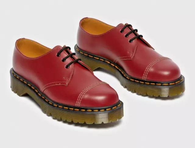 Dr Martens 1461 Bex scarpe in pelle rossa ciliegia UK 4 EU 37 Made in England