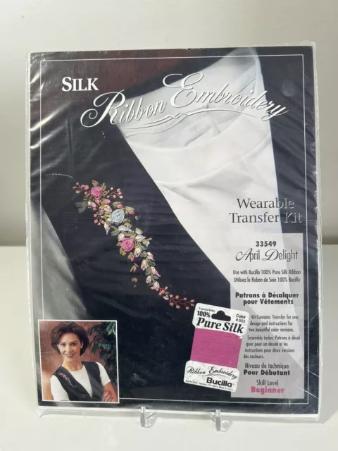 Silk Ribbon Embroidery Wearable Transfer Kit 33549 April Delight Bucilla NIP