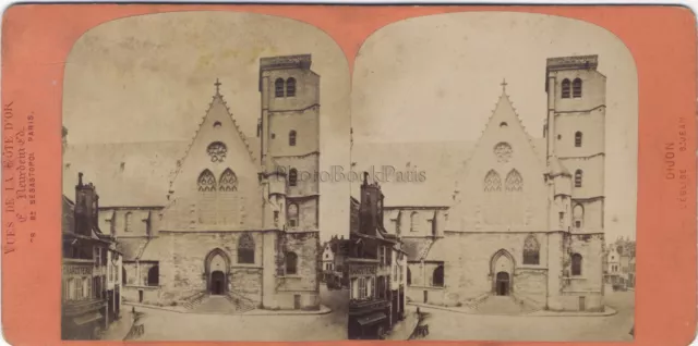 Dijon Eglise St. Jean France Photo Neurdein Stereo Vintage Albumine c1875