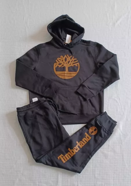NEW MEN'S TIMBERLAND Tree Logo Fleece Joggers Sweatsuit~Wheat/Black ...