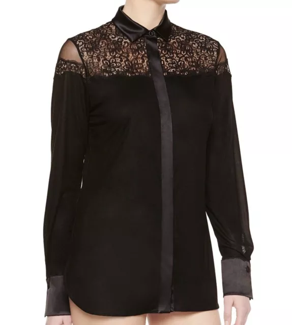 LA PERLA EDENIC Macrame Black Silk Long Sleeve Pajama Top Women's Sz Small  $149.99 - PicClick