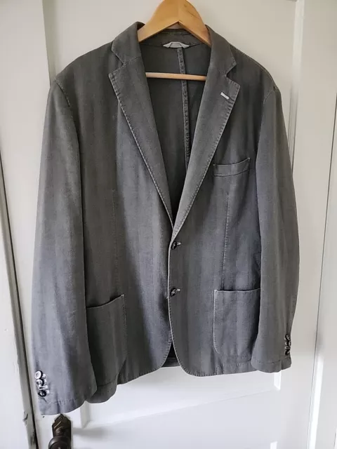 Mens Blazer Luigi Bianchi Mantova Gray Cotton 2 Button Casual 54R Italy