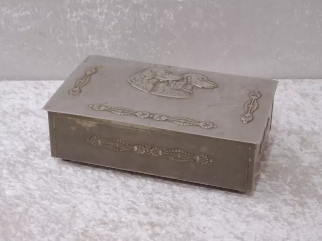 Antiguo Metal Caja Grifón Insertable de Leña - Perros Caza - Vintage Um 1900