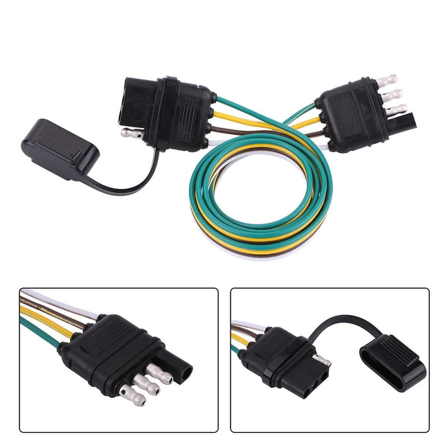 TRAILER WIRING HARNESS Extension 4Pin Plug Flat Wire Connector Adapter