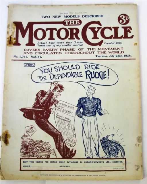 Motor Cycle 23 Jul 1936 Motorcycle Magazine Royal Enfield Range Clubmans GP