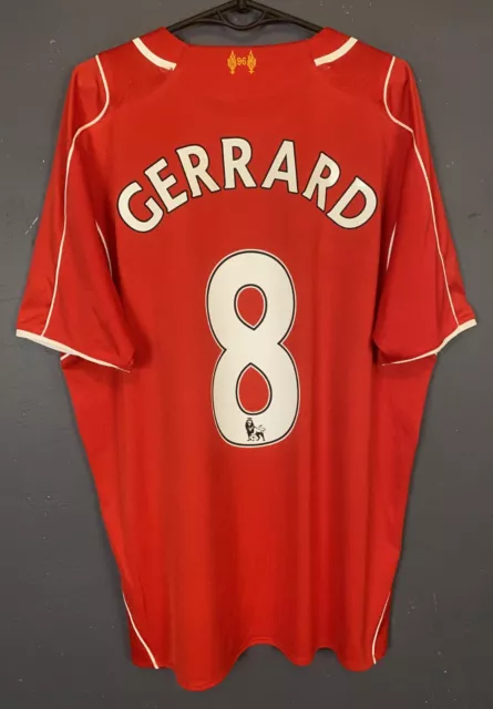 Men's Fc Liverpool 2014/2015 Steven Gerrard Soccer Football Shirt Jersey Size L