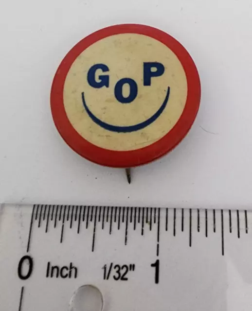 Vintage GOP Smiley Face Pin Button 1 In Political Pinback