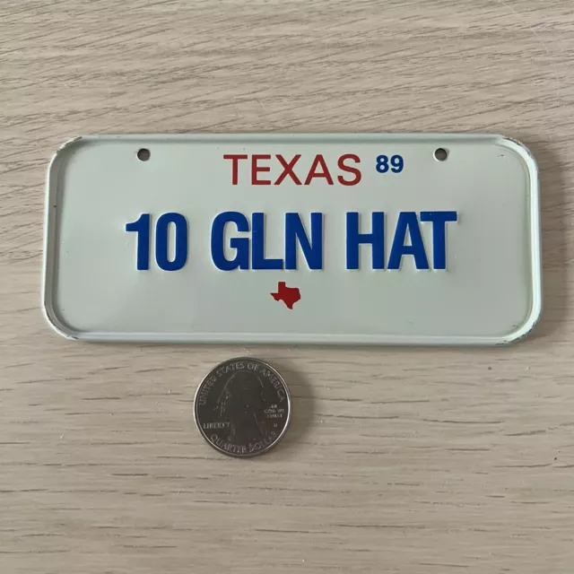 1989 Texas 10 GLN HAT Mini Bicycle Cereal Premium License Plate LP4