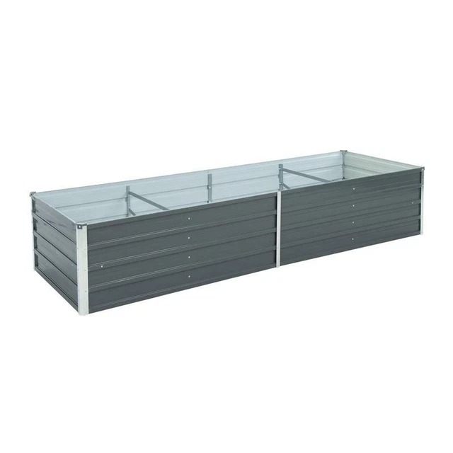 Metall Blumenbeet Hochbeet 240x80x45 cm Grau Pflanzbeet Gemüsebeet Pflanzkasten