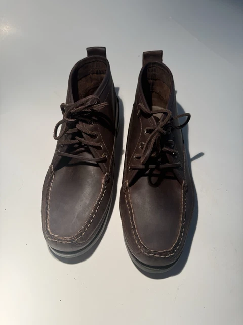 CLARKS GERRARD MENS 11 Dark Brown Leather Moc Toe Chukka  display picture 3