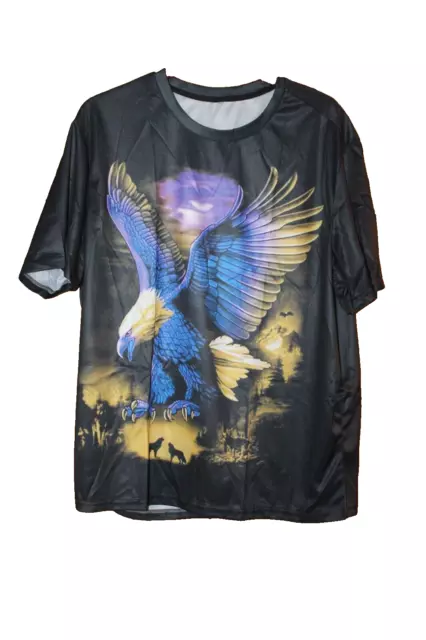 MAN`S DOUBLE SIDE PRINT EAGLE T SHIRT XXXL IN SIZE VGC  (b22)