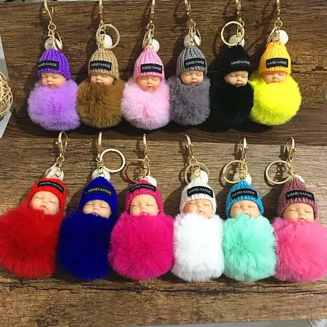 Fluffy Baby Doll Keychain -pompom Key Chain Women Key Holder Bag Fashion Keyring