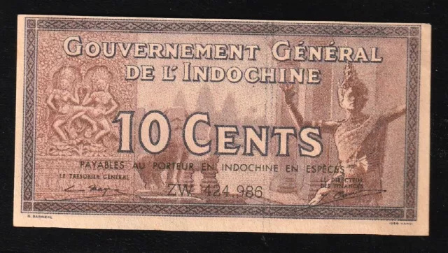 French Indo-China 1939  10 Cent Pick 85 , UNC * Bank Note