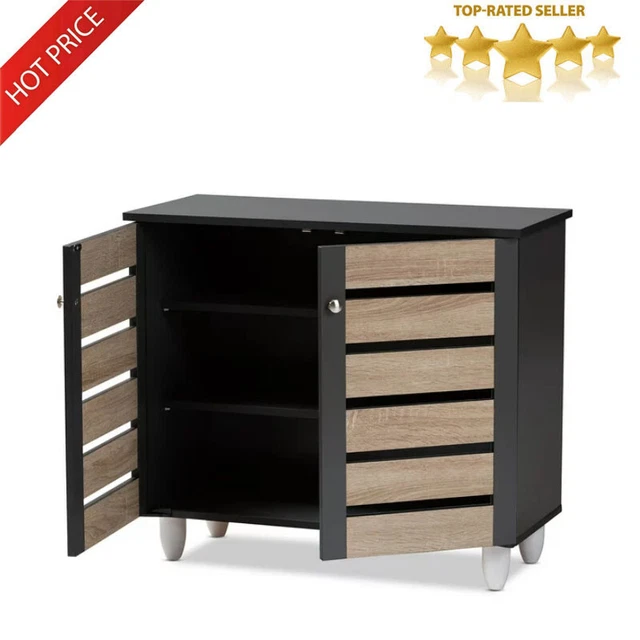 MODERN 2DOOR SHOE Storage Shoe Organizer Rack Entryway Stand