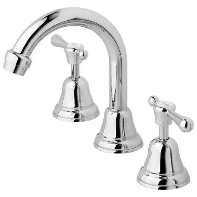 New Gooseneck Bathroom Basin Set Chrome Phoenix Tapware Rhapsody RL100 CHR