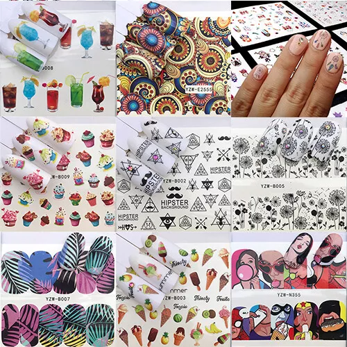 50 Sheets DIY Water Transfer Mixed Flower Stickers Decor Lace Nail Art Decals