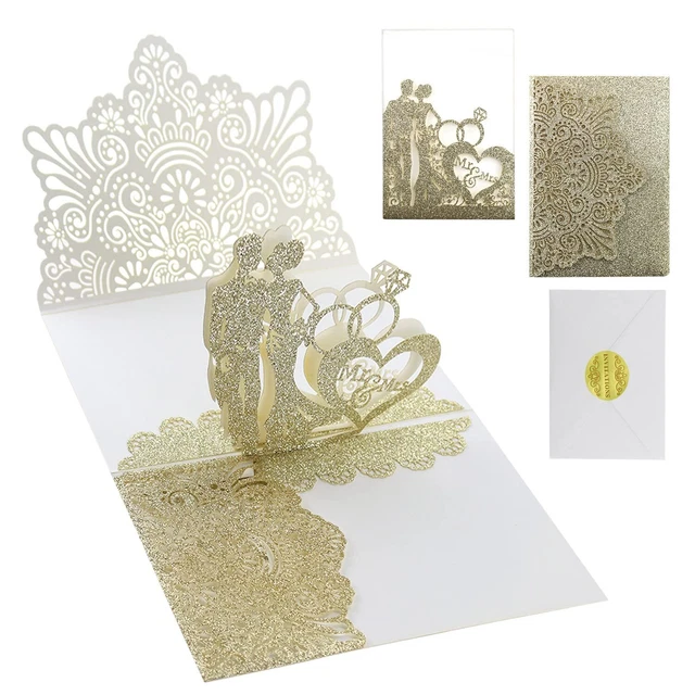 LINPOPUP, Biglietto pop-up per matrimonio, Cartoncini Matrimonio