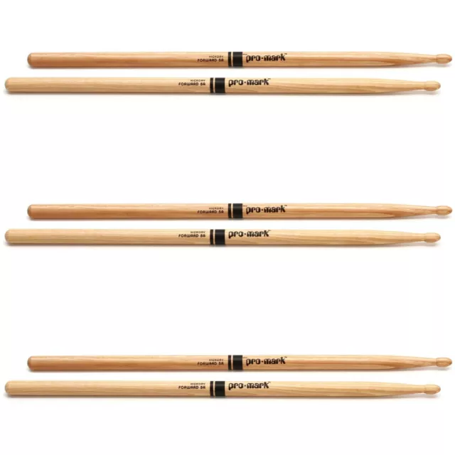 Promark Classic Forward DrumSticks (3-Pair) - Hickory - 5A - Wood Tip