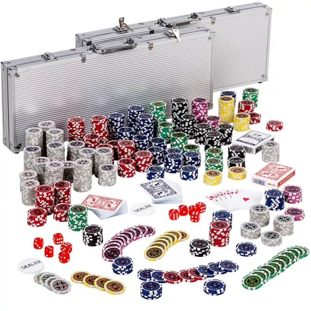 Pokerkoffer Pokerset Poker Set 1000 Laser Pokerchips Chips Alu Koffer Jetons