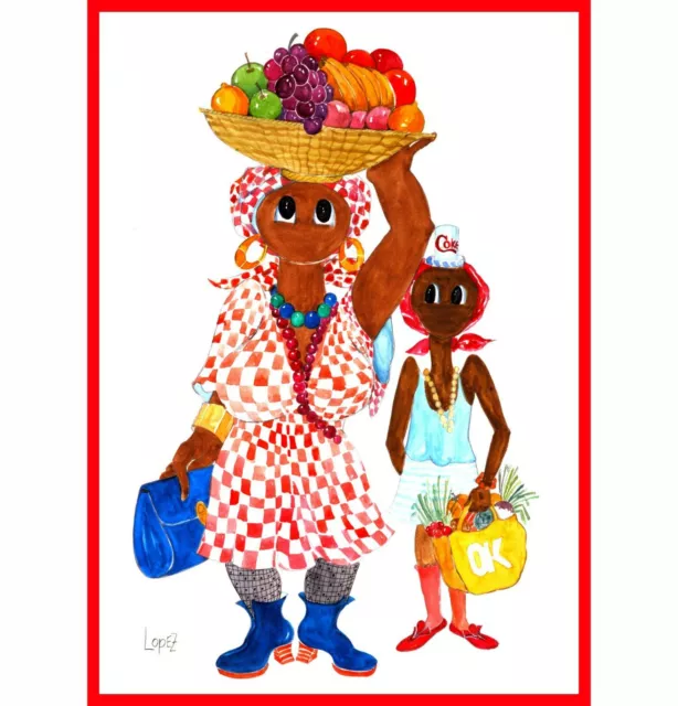 Art By LopeZ A4 Print of original watercolour painting of The Fruit Seller