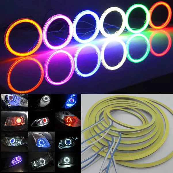 2X Super Bright COB LED 100MM 69leds Car Angel Eyes Halo Ring Light 24V 7Colors