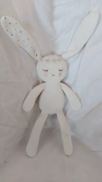 Doudou lapin blanc couronne fleur rond rose yeux dormeur SIMBA TOYS BENELUX Neuf