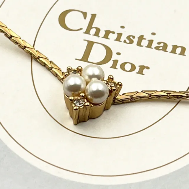 Collar de perlas de imitación con diamantes de imitación de Christian Dior...