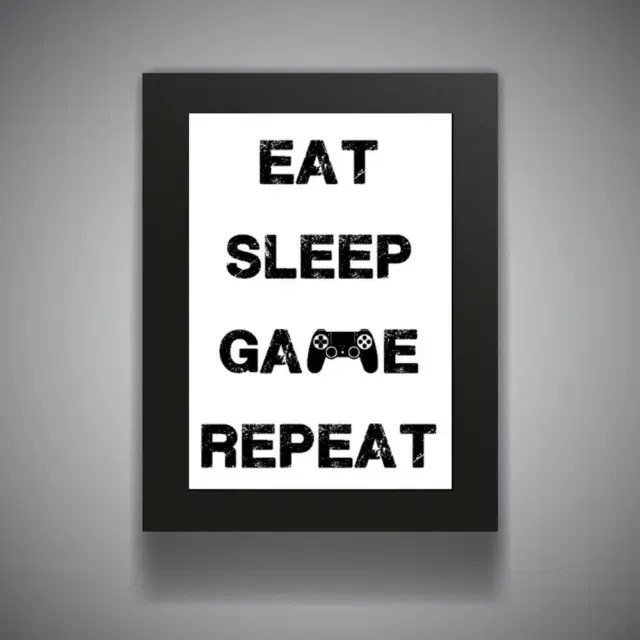 EAT SLEEP GAME PRINT Funny Boys Girls Room Gamer Poster Wall Art Bedroom PS4