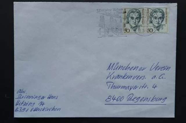  Frauen-Bf  MiNr 13604  waagr. Paar als MeF auf Brief -20g  v 10.4.1989