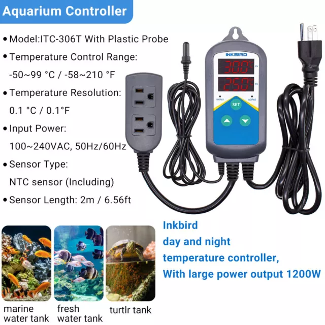 Inkbird Aquarium Thermostats Temperature Controller ITC-306T Waterproof Sensor