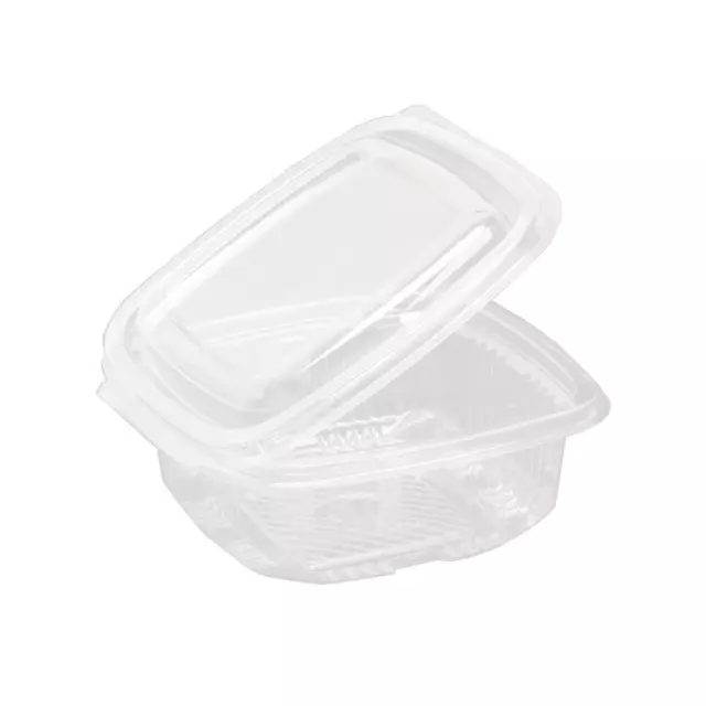 Verpackungsbecher Salatbox Salatschale rechteckig 600Stück 250ml mit Klappdeckel