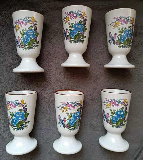 Lot De 6 Verres Mazagrans Vintage Yves Rocher - Fleurs Roses Café Thé Ancien