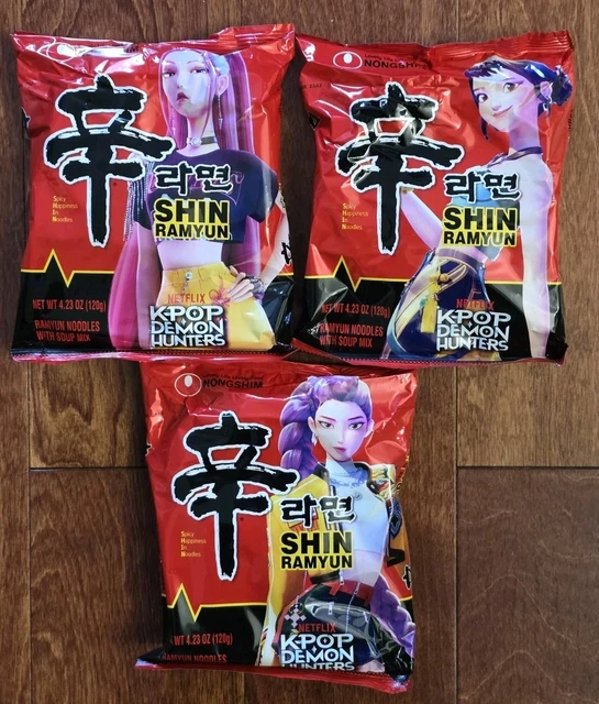 3PK KPOP DEMON Hunters SHIN Ramyun Ramen Huntrix Rumi Zoey Mira golden ...