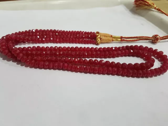 Ruby corundum gemstone beads Necklace / Bracelet Silk thread Adjustable jewelry 2