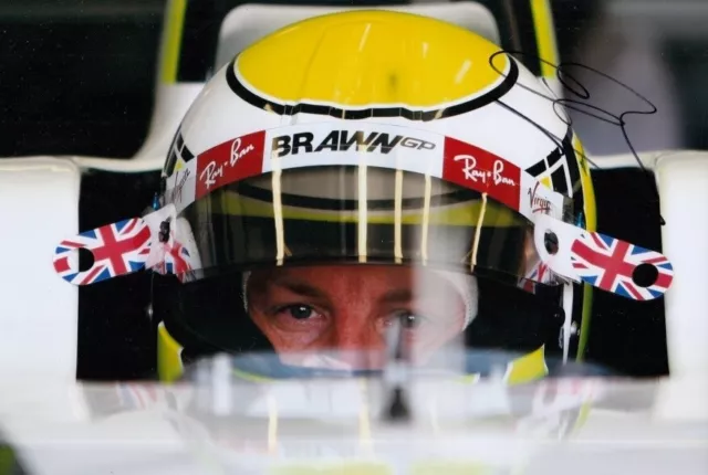 Jenson Button Hand Signed Brawn GP F1 Team 12x8 Photo F1 Autograph